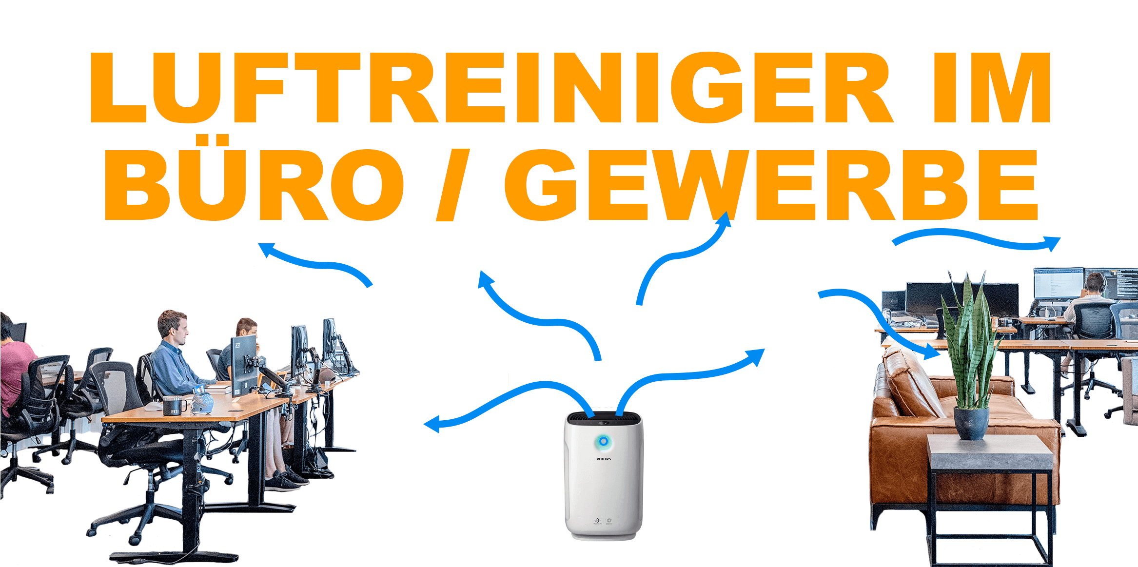 Очиститель воздуха в офисе очищает воздух